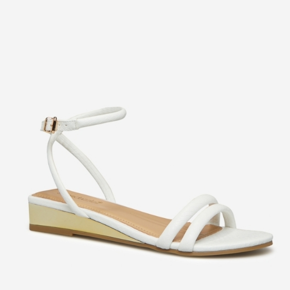 WHITE ROLANDE WEDGE SANDAL